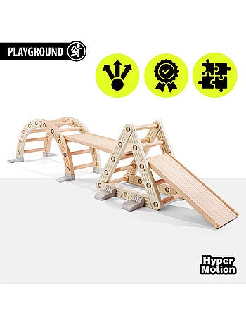 Aire de Jeux Évolutive 3 en 1 en PEHD Toboggan Escalade et Bascule Dim 110x44 cm