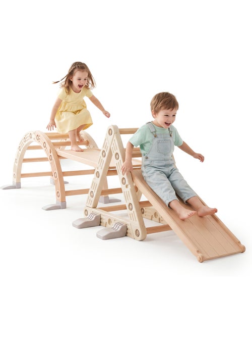 Aire de Jeux Évolutive 3 en 1 en PEHD Toboggan Escalade et Bascule Dim 110x44 cm - Kiabi