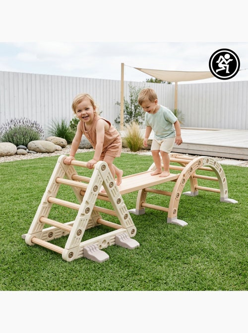 Aire de Jeux Évolutive 3 en 1 en PEHD Toboggan Escalade et Bascule Dim 110x44 cm - Kiabi