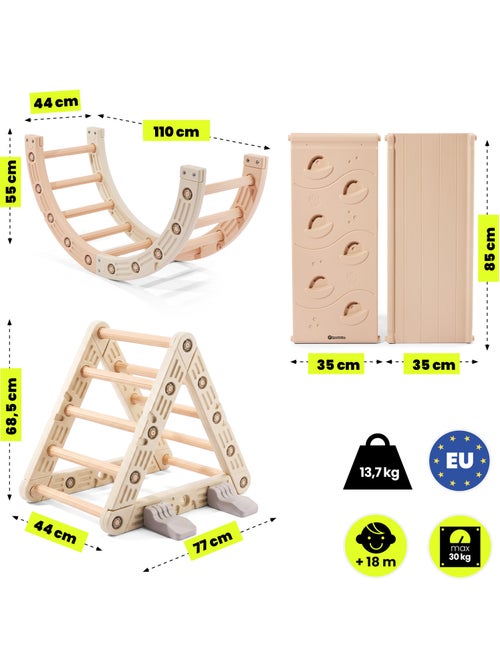 Aire de Jeux Évolutive 3 en 1 en PEHD Toboggan Escalade et Bascule Dim 110x44 cm - Kiabi