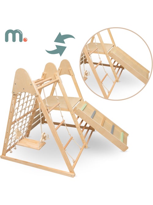 Aire de jeux interieure en bois 5en1 toboggan escalade mamabrum mam203, 120 cm - Kiabi Aire de jeux interieure en bois 5en1 toboggan escalade mamabrum mam203, 120 cm - Kiabi