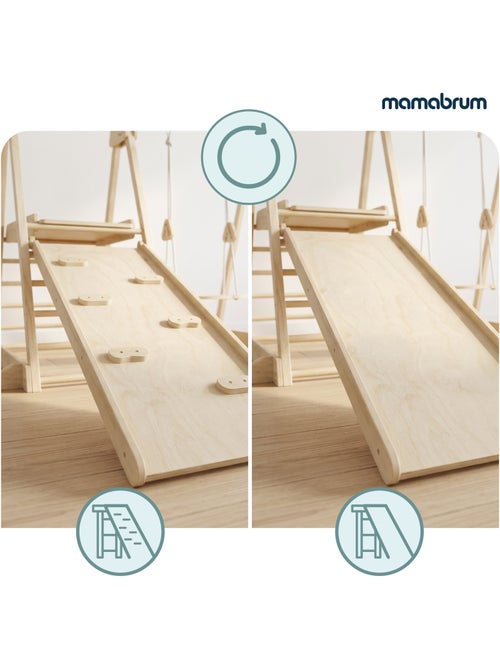 Aire de jeux interieure en bois pliable toboggan balancoire mamabrum 118 cm - Kiabi Aire de jeux interieure en bois pliable toboggan balancoire mamabrum 118 cm - Kiabi
