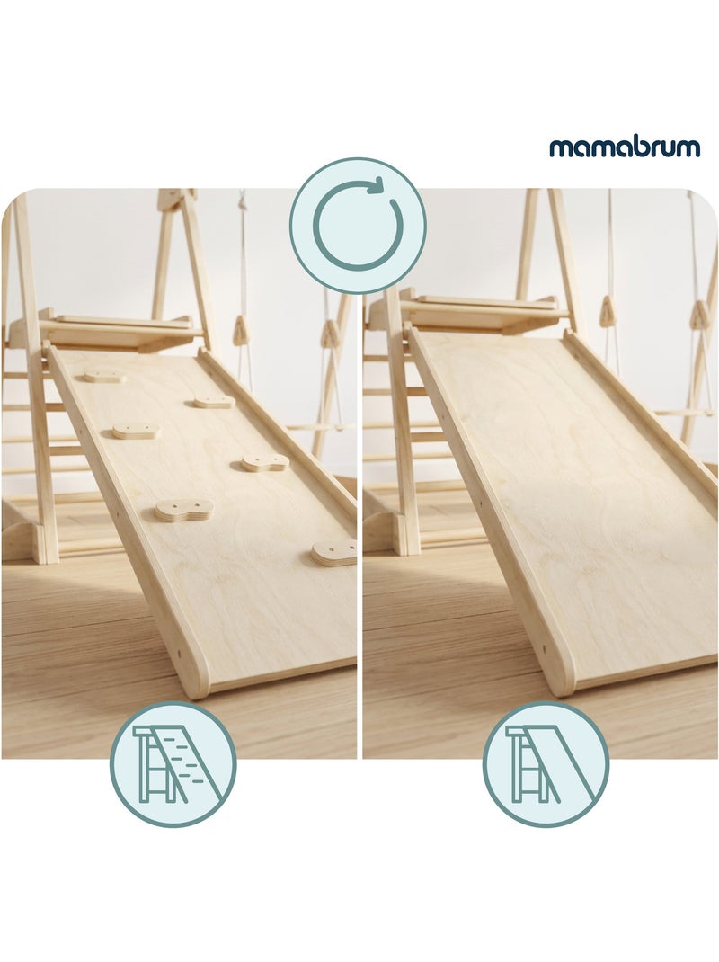 Aire de jeux interieure en bois pliable toboggan balancoire mamabrum 118 cm Beige - Kiabi