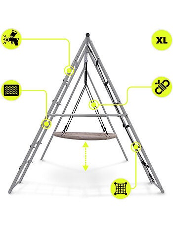 Aire de Jeux Jardin XL HyperMotion- Nid-de-Cigogne 100cm & Filet à Grimper 180kg