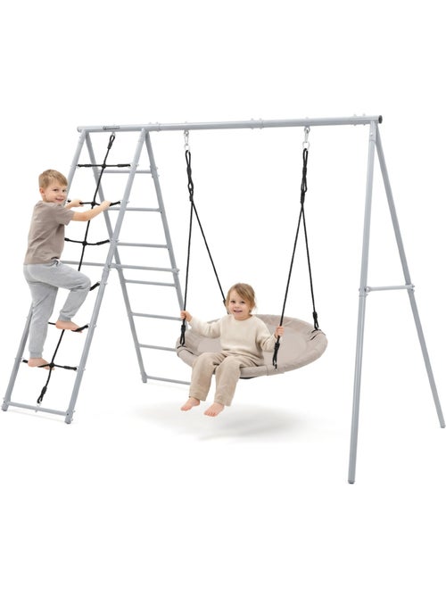 Aire de Jeux Jardin XL HyperMotion- Nid-de-Cigogne 100cm & Filet à Grimper 180kg - Kiabi Aire de Jeux Jardin XL HyperMotion- Nid-de-Cigogne 100cm & Filet à Grimper 180kg - Kiabi