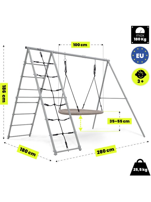 Aire de Jeux Jardin XL HyperMotion- Nid-de-Cigogne 100cm & Filet à Grimper 180kg - Kiabi Aire de Jeux Jardin XL HyperMotion- Nid-de-Cigogne 100cm & Filet à Grimper 180kg - Kiabi