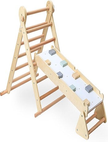 Aire de jeux Montessori bois échelle et triangle Mamabrum