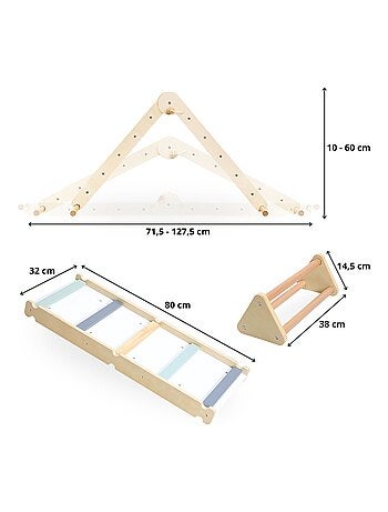 Aire de jeux Montessori bois échelle et triangle Mamabrum