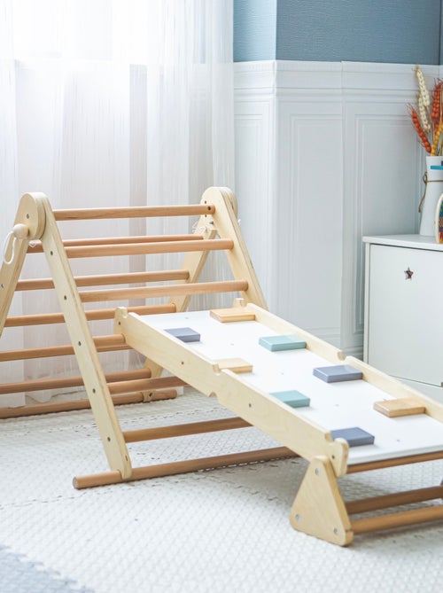 Aire de jeux Montessori bois échelle et triangle Mamabrum - Kiabi