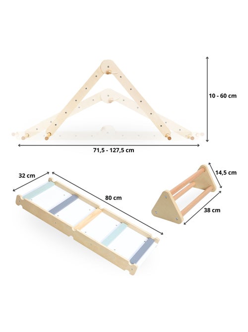Aire de jeux Montessori bois échelle et triangle Mamabrum - Kiabi
