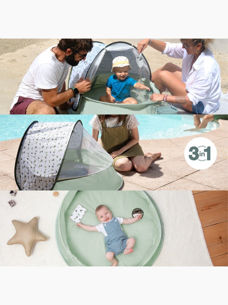 Aire de jeux, piscine & lit d'appoint 3 en 1, anti-UV FPS 50+ Aquani Provence 'Babymoov' Vert clair - Kiabi