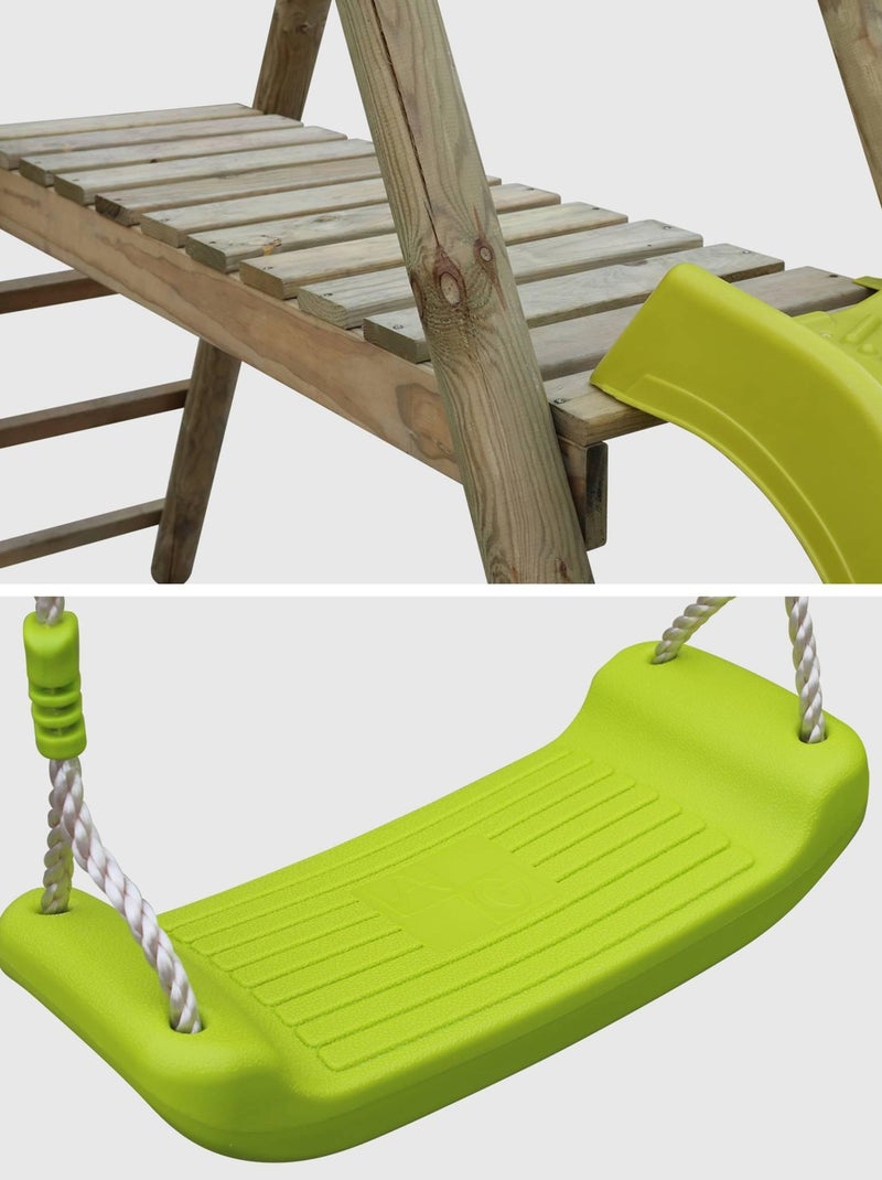 Aire de jeux toboggan, face-à-face, 2 balançoires Marin Vert - Kiabi