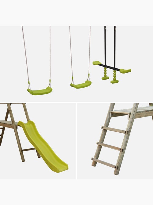 Aire de jeux toboggan, face-à-face, 2 balançoires Marin - Kiabi