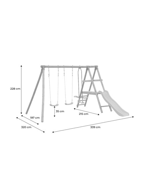 Aire de jeux toboggan, face-à-face, 2 balançoires Marin - Kiabi