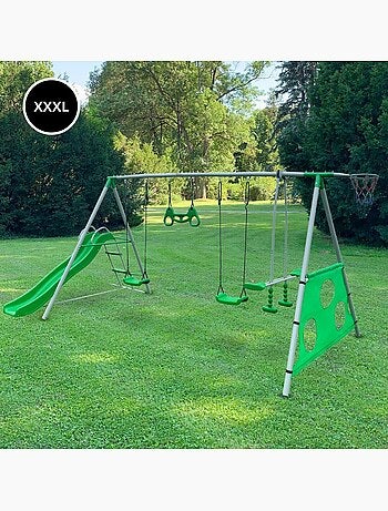 Aire de jeux XXXL enfant avec balançoires, toboggan et accessoires