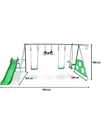Aire de jeux XXXL enfant avec balançoires, toboggan et accessoires