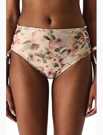 Aires fashion bas de bikini fleuri à taille haute et effet pailleté penti
