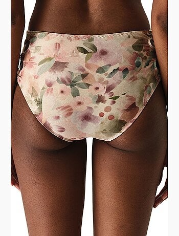 Aires fashion bas de bikini fleuri à taille haute et effet pailleté penti