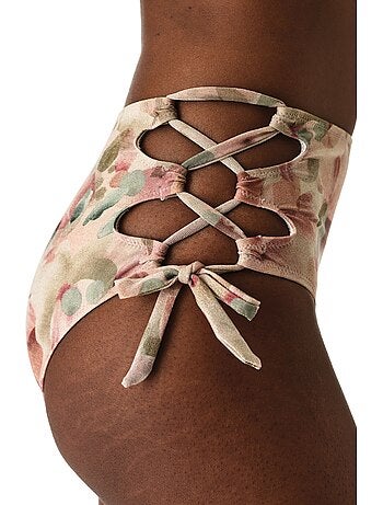 Aires fashion bas de bikini fleuri à taille haute et effet pailleté penti