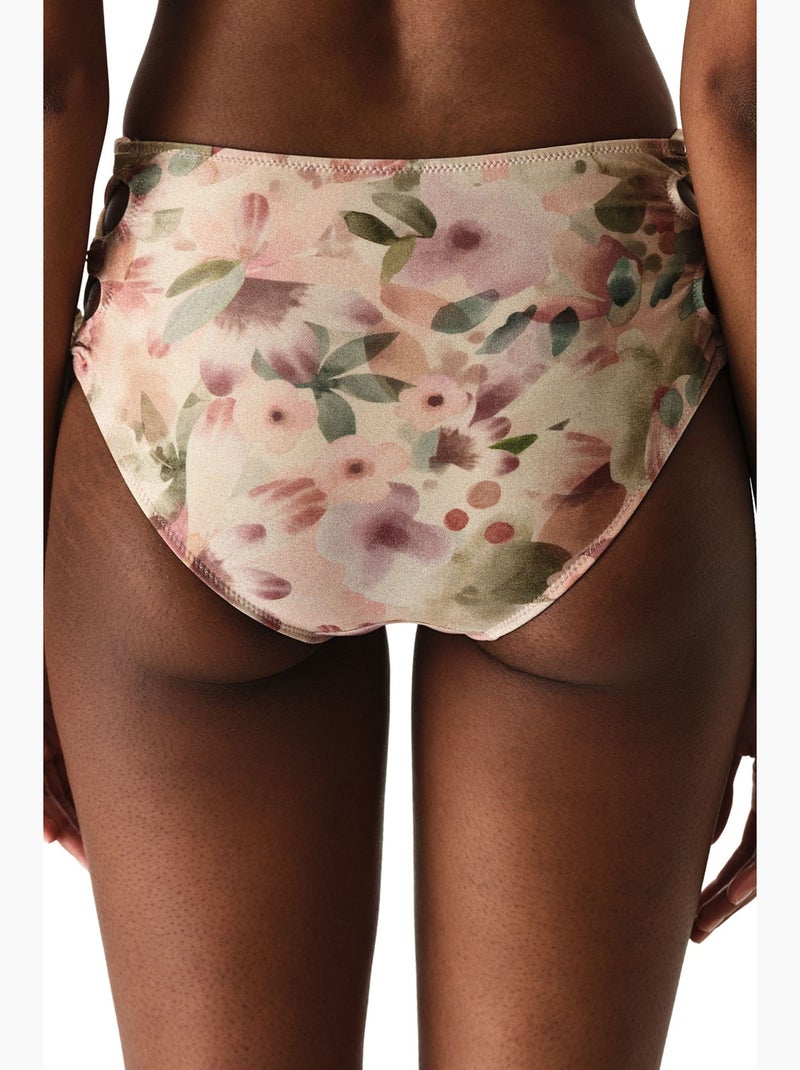 Aires fashion bas de bikini fleuri à taille haute et effet pailleté penti Crème - Kiabi
