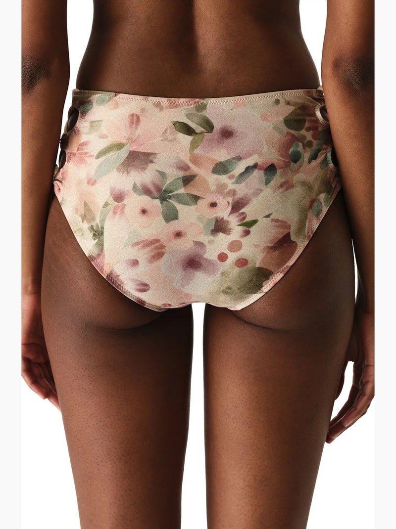 Aires fashion bas de bikini fleuri à taille haute et effet pailleté penti Crème - Kiabi