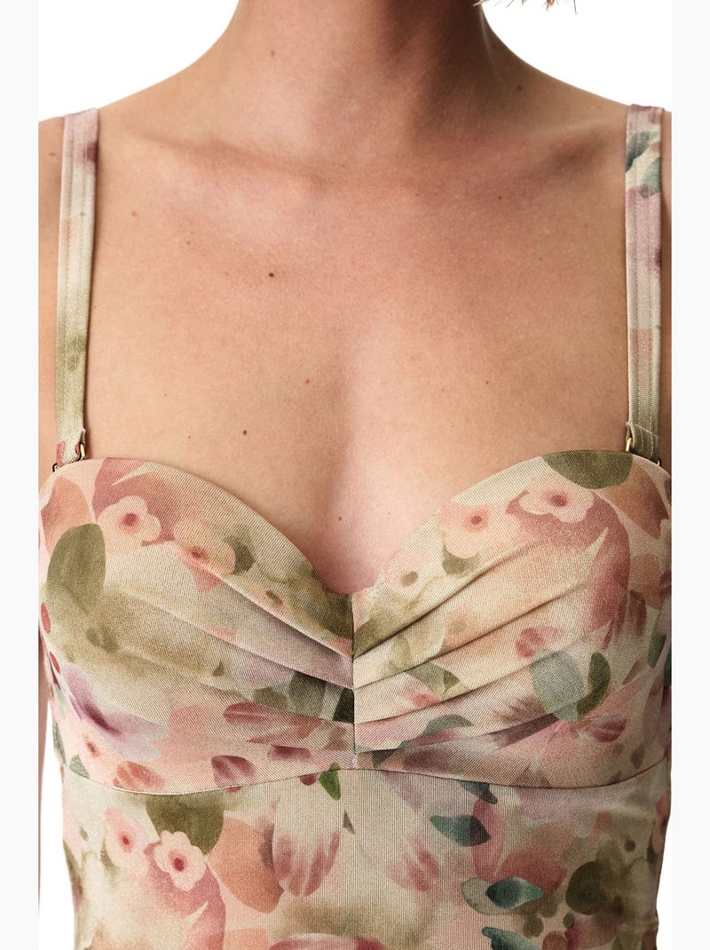 Aires lotus maillot de bain fleuri scintillant penti Rose/Vert - Kiabi