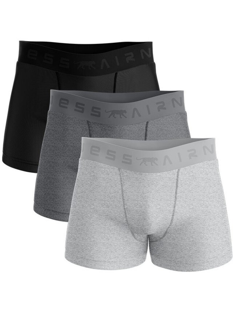 AIRNESS Lot de 3 boxers homme en coton Predator Airness Noir Vert Gris - Kiabi