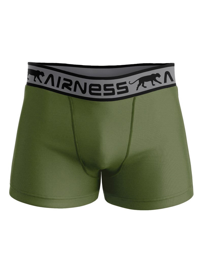 AIRNESS Lot de 3 boxers homme en coton Starter Airness Noir Vert - Kiabi