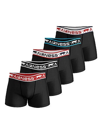 AIRNESS Lot de 5 boxers homme en coton ceintures colorées Starter Airness