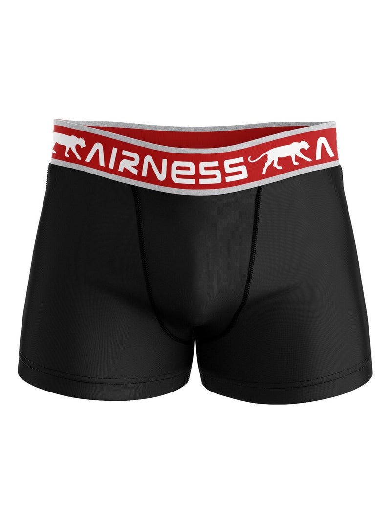 AIRNESS Lot de 5 boxers homme en coton ceintures colorées Starter Airness Noir Rouge - Kiabi