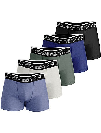 AIRNESS Lot de 5 boxers homme en coton colorés Starter Airness