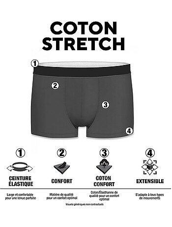 AIRNESS Lot de 5 boxers homme en coton colorés Starter Airness