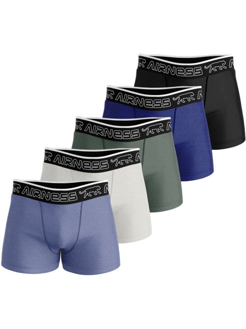 AIRNESS Lot de 5 boxers homme en coton colorés Starter Airness - Kiabi