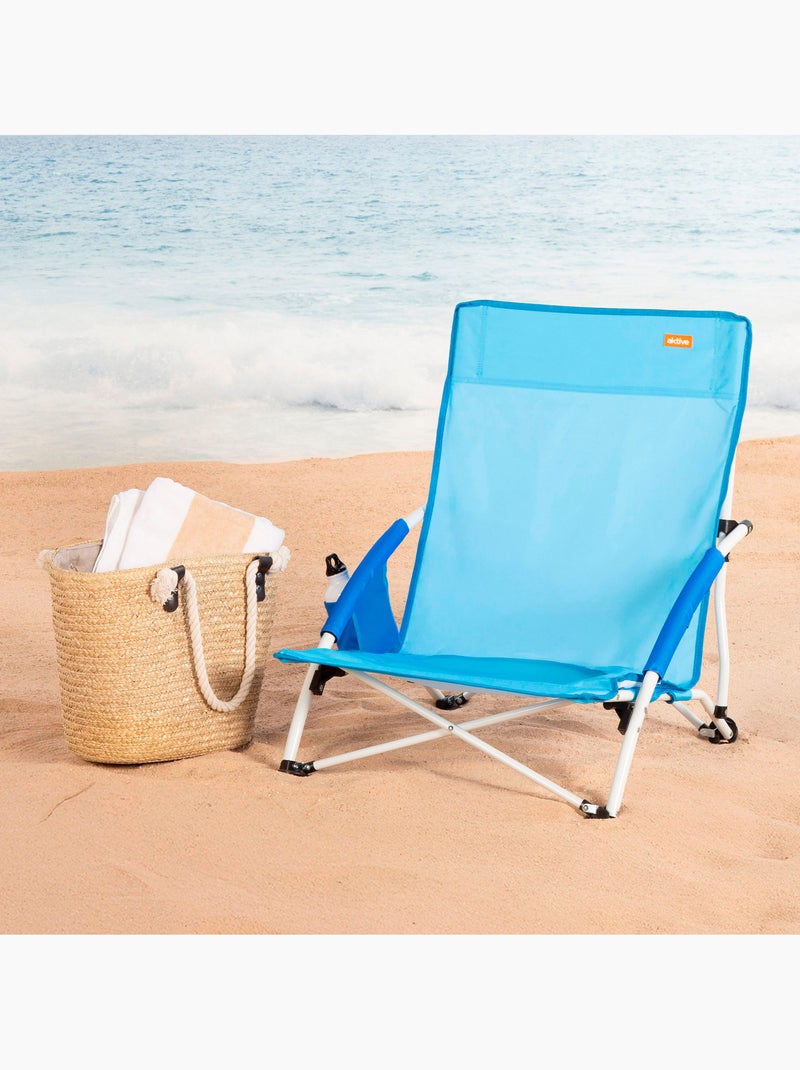 Aktive beach chaise de plage pliante 50x49x66 cm Bleu - Kiabi
