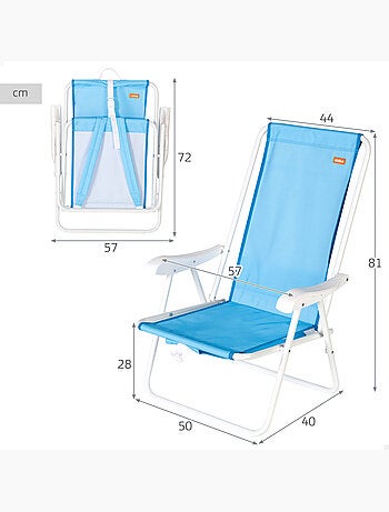 Aktive beach sac à dos pliable pour chaise de plage avec poche 44x40x81 cm