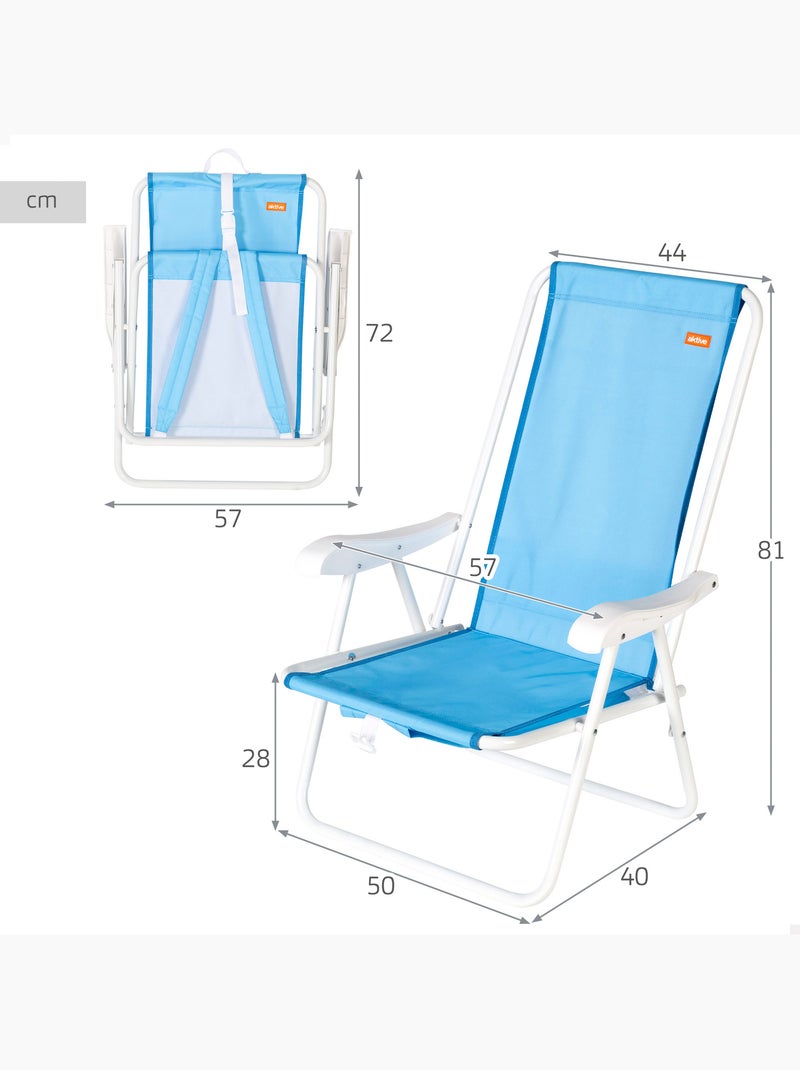 Aktive beach sac à dos pliable pour chaise de plage avec poche 44x40x81 cm Bleu - Kiabi