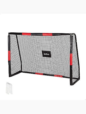 Aktive but de football 180x60x120 cm structure avec protection, filet et piquets