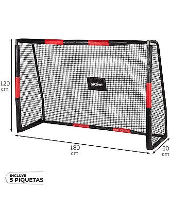 Aktive but de football 180x60x120 cm structure avec protection, filet et piquets