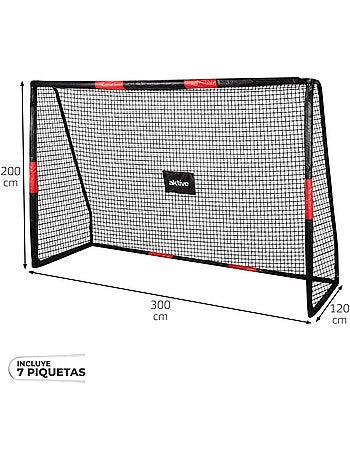 Aktive but de football 300x120x200 cm structure avec protection, filet et piquets