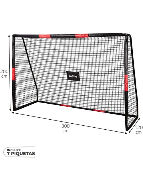 Aktive but de football 300x120x200 cm structure avec protection, filet et piquets - Kiabi