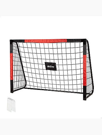 Aktive but de football en acier 180x60x120 cm avec filet robuste et 6 piquets