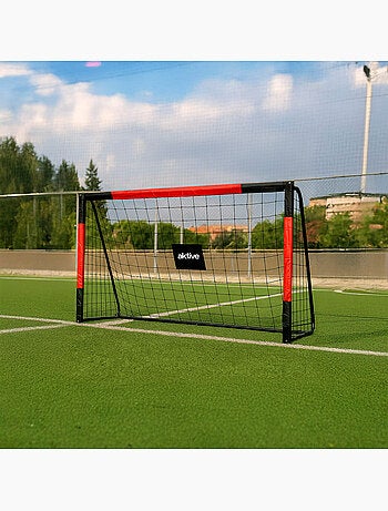 Aktive but de football en acier 180x60x120 cm avec filet robuste et 6 piquets