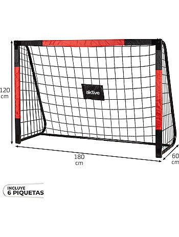 Aktive but de football en acier 180x60x120 cm avec filet robuste et 6 piquets