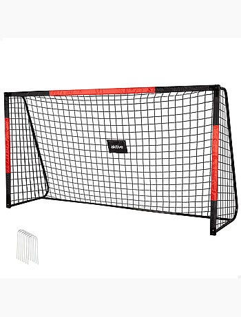 Aktive but de football en acier 300x90x160 cm avec filet robuste et 7 piquets