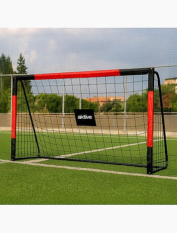 Aktive but de football en acier 300x90x160 cm avec filet robuste et 7 piquets