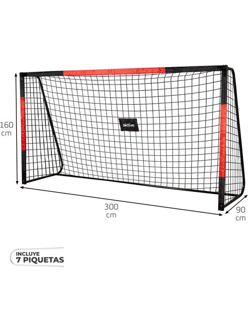 Aktive but de football en acier 300x90x160 cm avec filet robuste et 7 piquets - Kiabi
