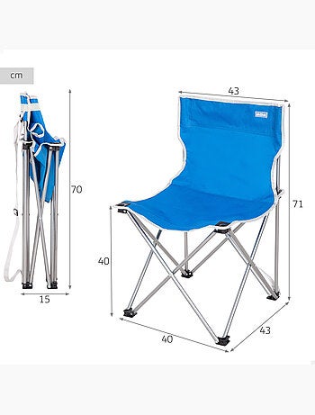 Aktive chaise de camping pliante 43x43x71 cm avec poignée de transport