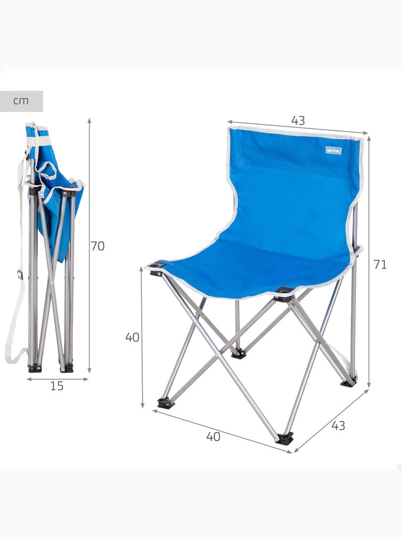Aktive chaise de camping pliante 43x43x71 cm avec poignée de transport Bleu - Kiabi