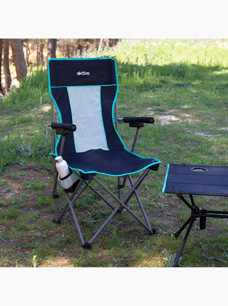 Aktive chaise de camping pliante 48x48x102 cm avec dossier en filet Noir - Kiabi