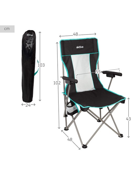 Aktive chaise de camping pliante 48x48x102 cm avec dossier en filet - Kiabi Aktive chaise de camping pliante 48x48x102 cm avec dossier en filet - Kiabi
